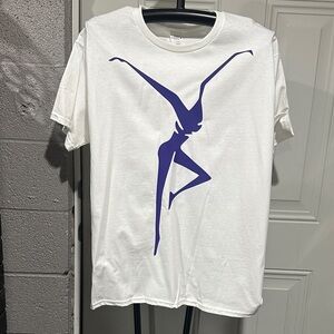 White T-Shirt with Purple Graphic